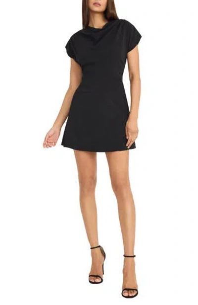Donna Morgan For Maggy Cowl Neck Short Sleeve Fit & Flare Minidress In Black