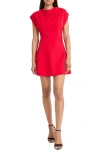 Donna Morgan For Maggy Cowl Neck Short Sleeve Fit & Flare Minidress In Red