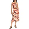 Donna Morgan For Maggy Cowl Neck Sleeveless A-line Midi Dress In Brown