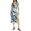 Donna Morgan For Maggy Cowl Neck Sleeveless A-line Midi Dress In Multi