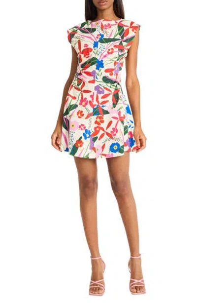 Donna Morgan For Maggy Floral Cap Sleeve Fit & Flare Minidress In Animal Print