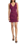 Donna Morgan For Maggy Floral Jacquard Sleeveless Minidress In Black/pink