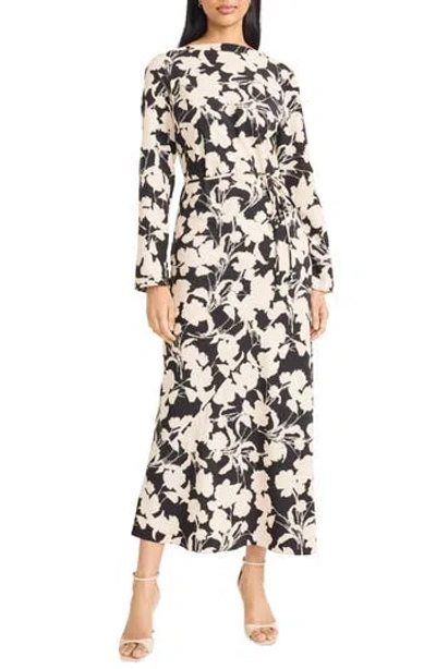 Donna Morgan For Maggy Floral Long Sleeve Maxi Dress In Black