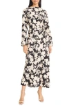 Donna Morgan For Maggy Floral Long Sleeve Maxi Dress In Black