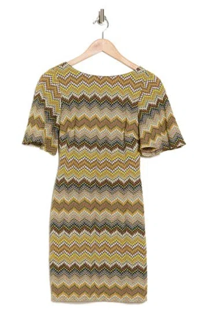 Donna Morgan For Maggy Flutter Sleeve Sheath Dress In Neutral Combo