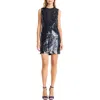 Donna Morgan For Maggy Illusion Neck Sequin Minidress In Navy
