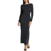 Donna Morgan For Maggy Long Sleeve Boat Neck Maxi Dress In Black