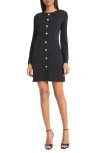 Donna Morgan For Maggy Long Sleeve Button Front Minidress In Black