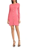 Donna Morgan For Maggy Long Sleeve Button Front Minidress In Pink