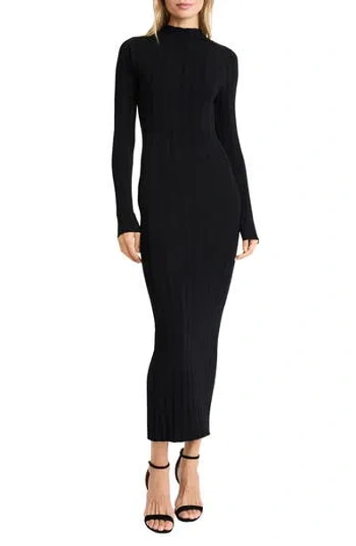 Donna Morgan For Maggy Long Sleeve Mock Neck Dress In Black