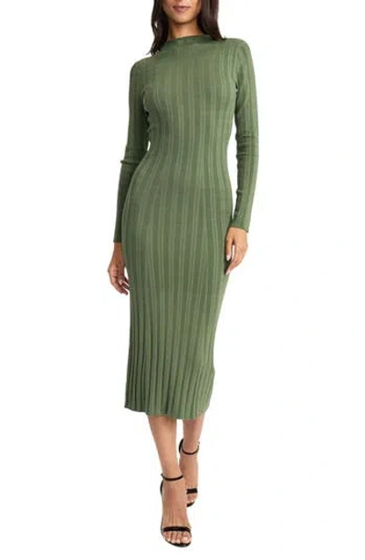 Donna Morgan For Maggy Long Sleeve Mock Neck Dress In Olive Green