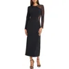 Donna Morgan For Maggy Mesh Panel Long Sleeve Maxi Dress In Black