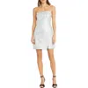Donna Morgan Metallic Strapless Minidress In Frost Blue