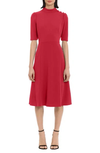 Donna Morgan For Maggy Mock Neck Fit & Flare Dress In Arresting Red