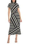 Donna Morgan For Maggy Mock Neck Midi Dress In Multi