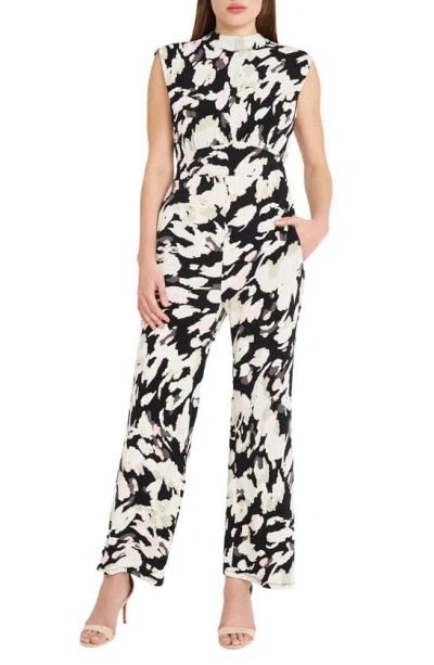 Donna Morgan For Maggy Mock Neck Sleeveless Jumpsuit In Black/ Misty Rose