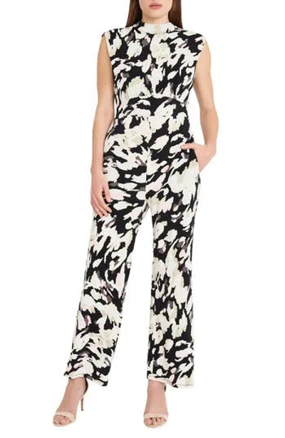 Donna Morgan For Maggy Mock Neck Sleeveless Jumpsuit In Black/misty Rose