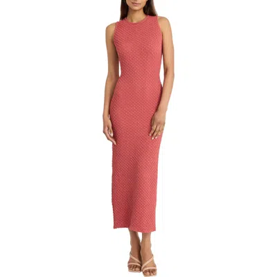Donna Morgan For Maggy Open Back Popcorn Knit Midi Dress In Dusty Cedar