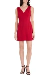 Donna Morgan V Neck Mini Dress In Red
