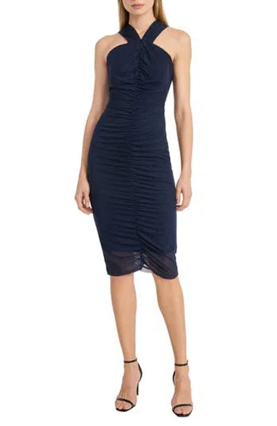 Donna Morgan For Maggy Ruched Body-con Dress In Twilight Navy