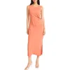 Donna Morgan For Maggy Ruched Side Slit Tank Midi Dress In Orange