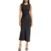 Donna Morgan For Maggy Ruched Side Slit Tank Midi Dress In Black