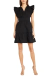 Donna Morgan Ruffle Sleeve Minidress In Black