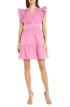 Donna Morgan Ruffle Sleeve Minidress In Phlox Pink