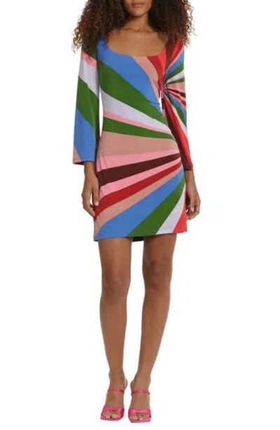 Donna Morgan For Maggy Scoop Neck Three-quarter Sleeve Minidress In Bubble Pink/bluebell