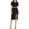 Donna Morgan For Maggy Scuba Crepe Midi Dress In Black/white