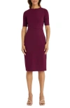 Donna Morgan For Maggy Sheath Midi Dress In Arresting Burgundy