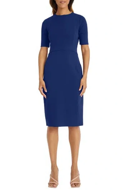 Donna Morgan For Maggy Sheath Midi Dress In Beacon Blue