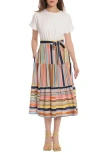 Donna Morgan For Maggy Short Sleeve Combo Fit & Flare Dress In Pink Multi