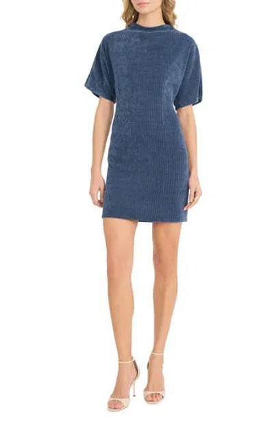 Donna Morgan For Maggy Short Sleeve Corduroy Minidress In Blue