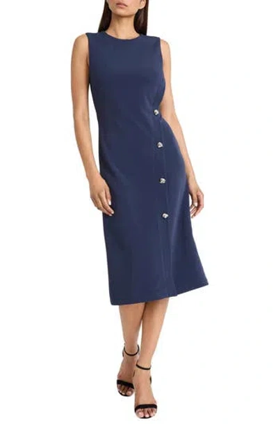 Donna Morgan For Maggy Sleeveless A-line Midi Dress In Blue