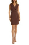 Donna Morgan For Maggy Tuxedo Sleeveless Sheath Dress In Coffee