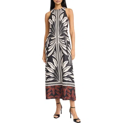 Donna Morgan For Maggy Sleeveless Column Maxi Dress In Black/rust