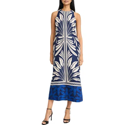 Donna Morgan For Maggy Sleeveless Column Maxi Dress In Navy/denim Blue