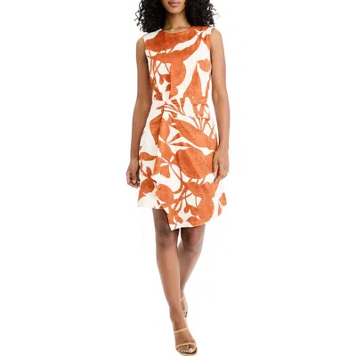 Donna Morgan For Maggy Sleeveless Draped Front Asymmetric Hem Dress In Brown