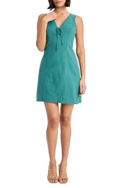 Donna Morgan For Maggy Sleeveless Linen Blend Sheath Dress In Blue