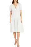 Donna Morgan Solid Cotton Midi Dress In Ivory