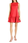Donna Morgan Solid Sleeveless Dress In Tomato Puree