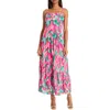 Donna Morgan For Maggy Square Neck Tiered Maxi Dress In Multi