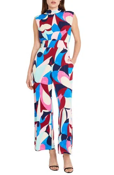 Donna Morgan For Maggy Straight Leg Jumpsuit In Cream/berry