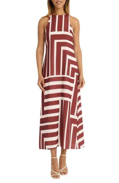 Donna Morgan For Maggy Stripe Maxi Dress In Crea/brown