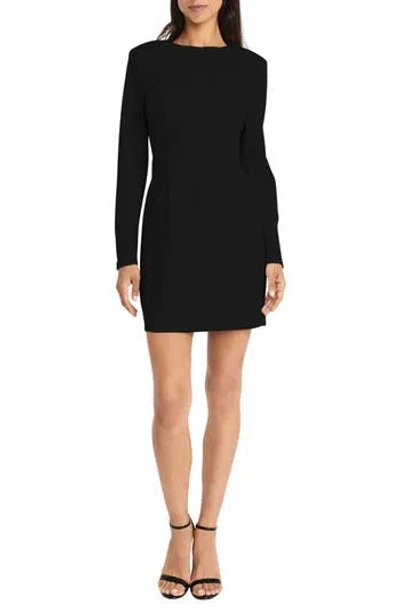 Donna Morgan For Maggy Strong Shoulder Mini Dress In Black