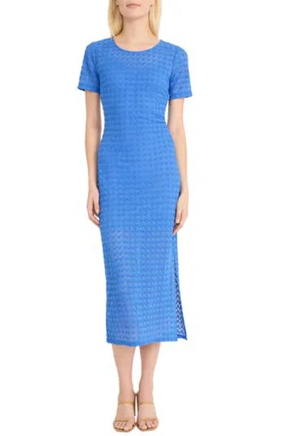 Donna Morgan For Maggy Textured Knit Midi Dress In Regatta Blue