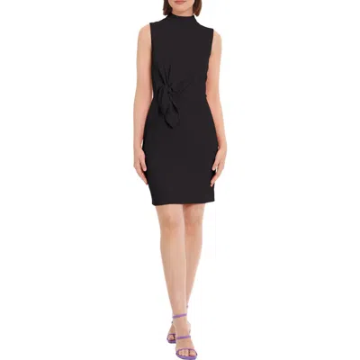 Donna Morgan For Maggy Tie Waist Mock Neck Sheath Dress In Black