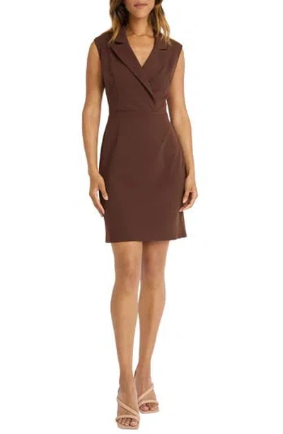 Donna Morgan For Maggy Tuxedo Sleeveless Sheath Dress In Chicory Coffee