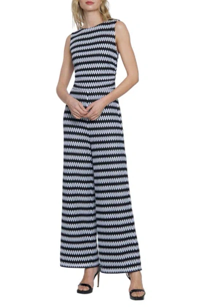 Donna Morgan For Maggy Zigzag Sleeveless Jumpsuit In Black/ White